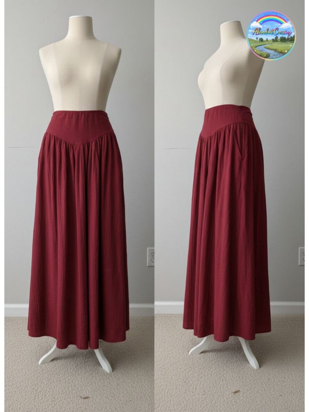 Pleated Flowy High Waist Maxi Skirt with Pockets